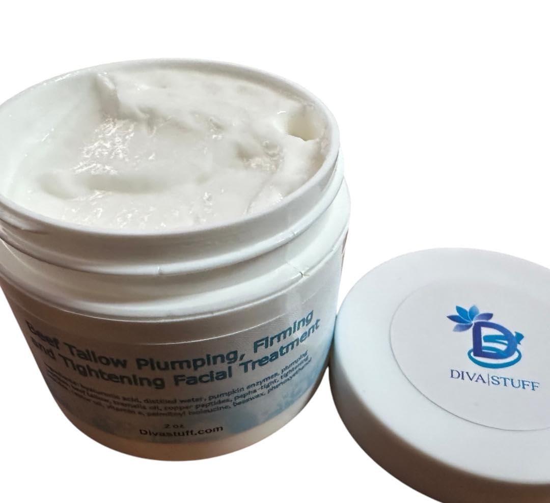 Diva Stuff New Size Beef Tallow Plumping, Firming and Tightening Facial Treatment, 2 oz, With Hyaluronic Acid Beauty & Personal Care Diva Stuff