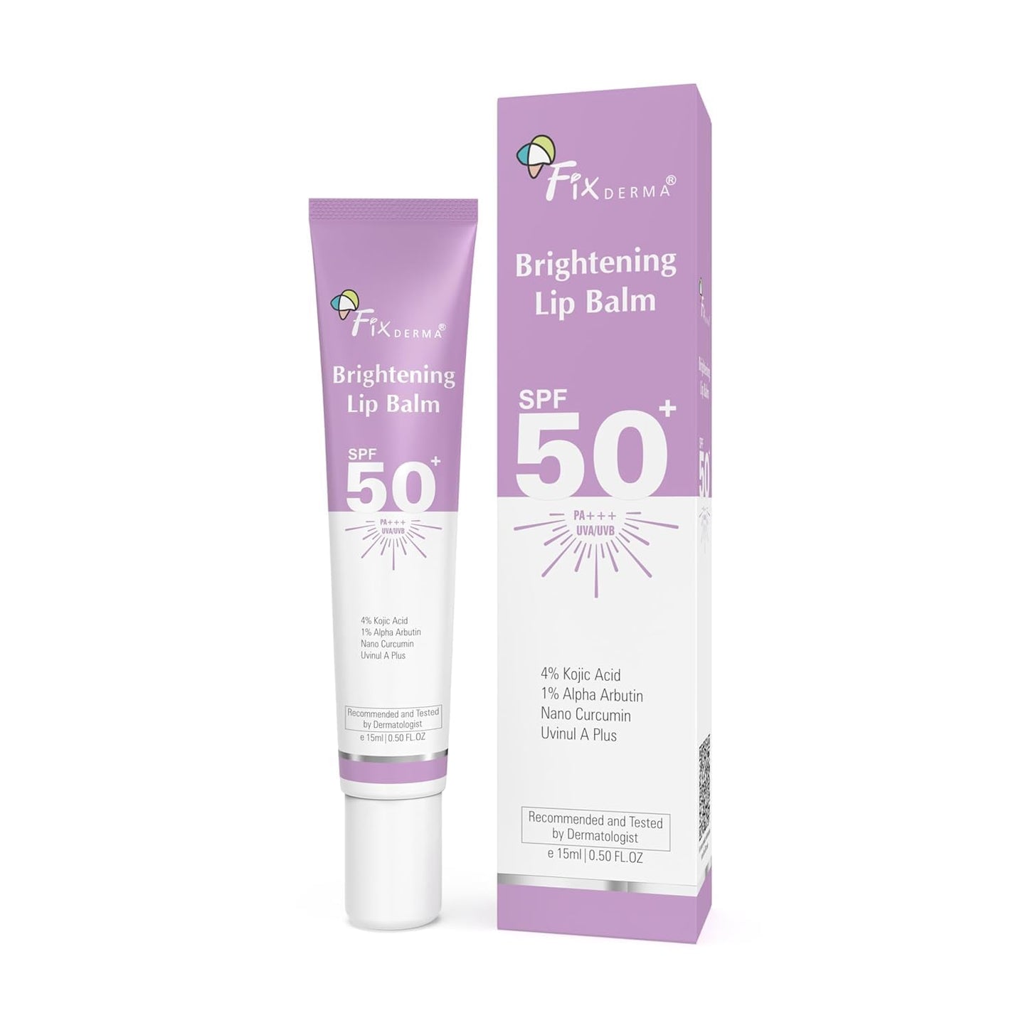 Fix-derma Brightening Lip Balm With SPF 50 PA+++ for Pigmented & Dry Lips - 4% Kojic Acid, 2% Alpha Arbutin - Moisturizes, Hydrates & Brightens Beauty and Personal Care Krishva