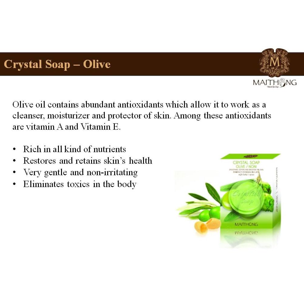 Maithong Crystal Soap (Olive/Noni) 70 Gram. Beauty & Personal Care Maithong