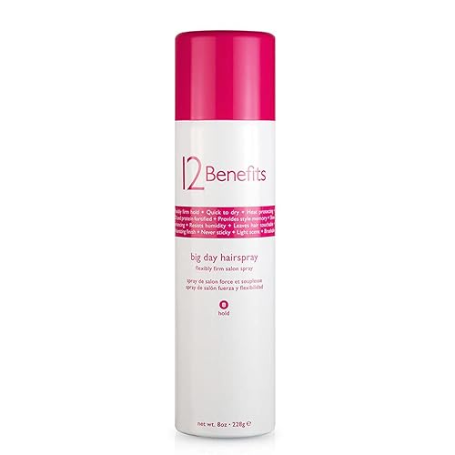 12 Benefits Big Day Hairspray - Long-lasting Hair Care Volume Spray w/Argan Oil, Vitamin B5, Silk Protein + Salon Product, Heat Protectant, Humidity Beauty & Personal Care 12 Benefits