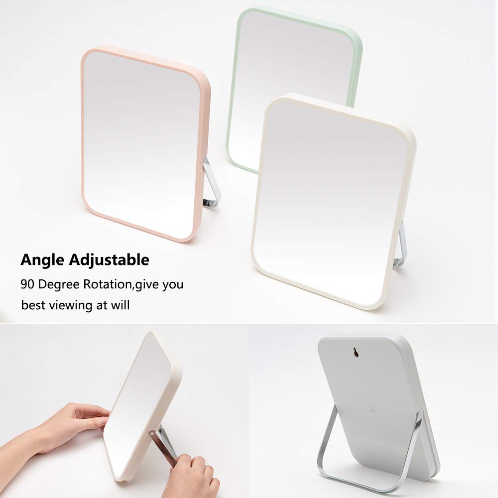 YEAKE Table Desk Vanity Makeup Mirror,8-Inch Portable Folding Mirror with Metal Stand 90°Adjustable Rotation Tavel Make Up Mirror Hanging Bathroom Beauty & Personal Care YEAKE