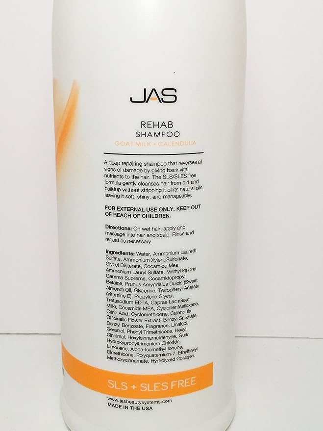 JAS Rehab Deep Repair Goat Milk + Calendula Shampoo 32 Oz and Conditioner 32 Oz "Free Starry Lipgloss 10 Ml" Beauty & Personal Care JAS Systems