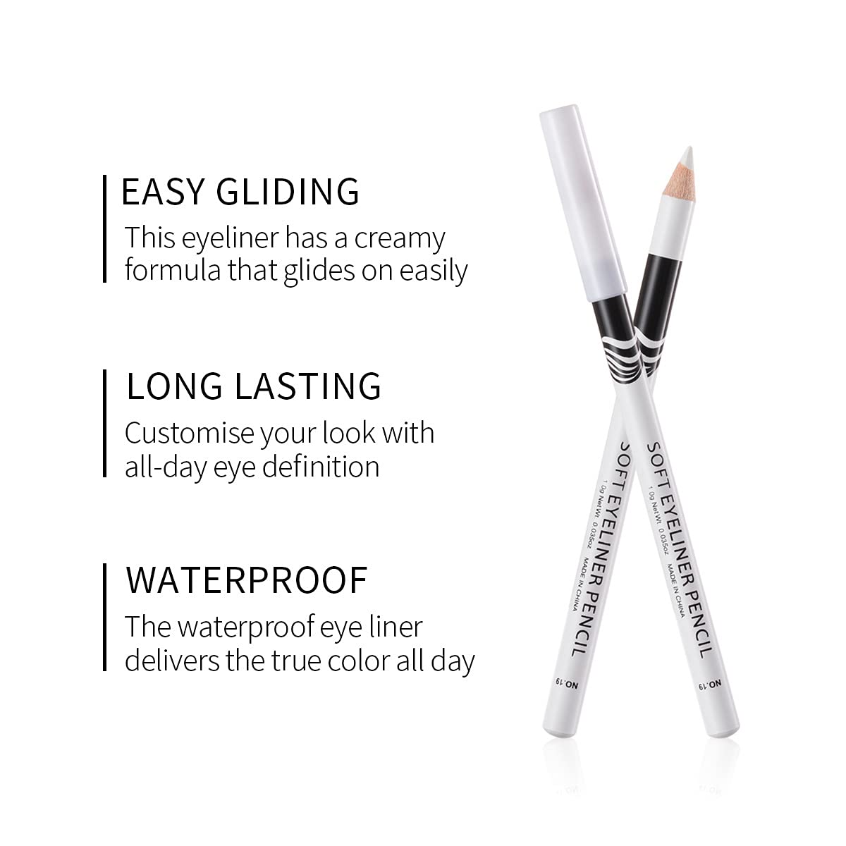 Fashionwu White Eyeliner Pencils Professional Use as Highlighter, Soft, Waterproof, Long-Lasting Eyeshadow, Eye Brightener, Beauty Makeup Tools Beauty & Personal Care Fashionwu
