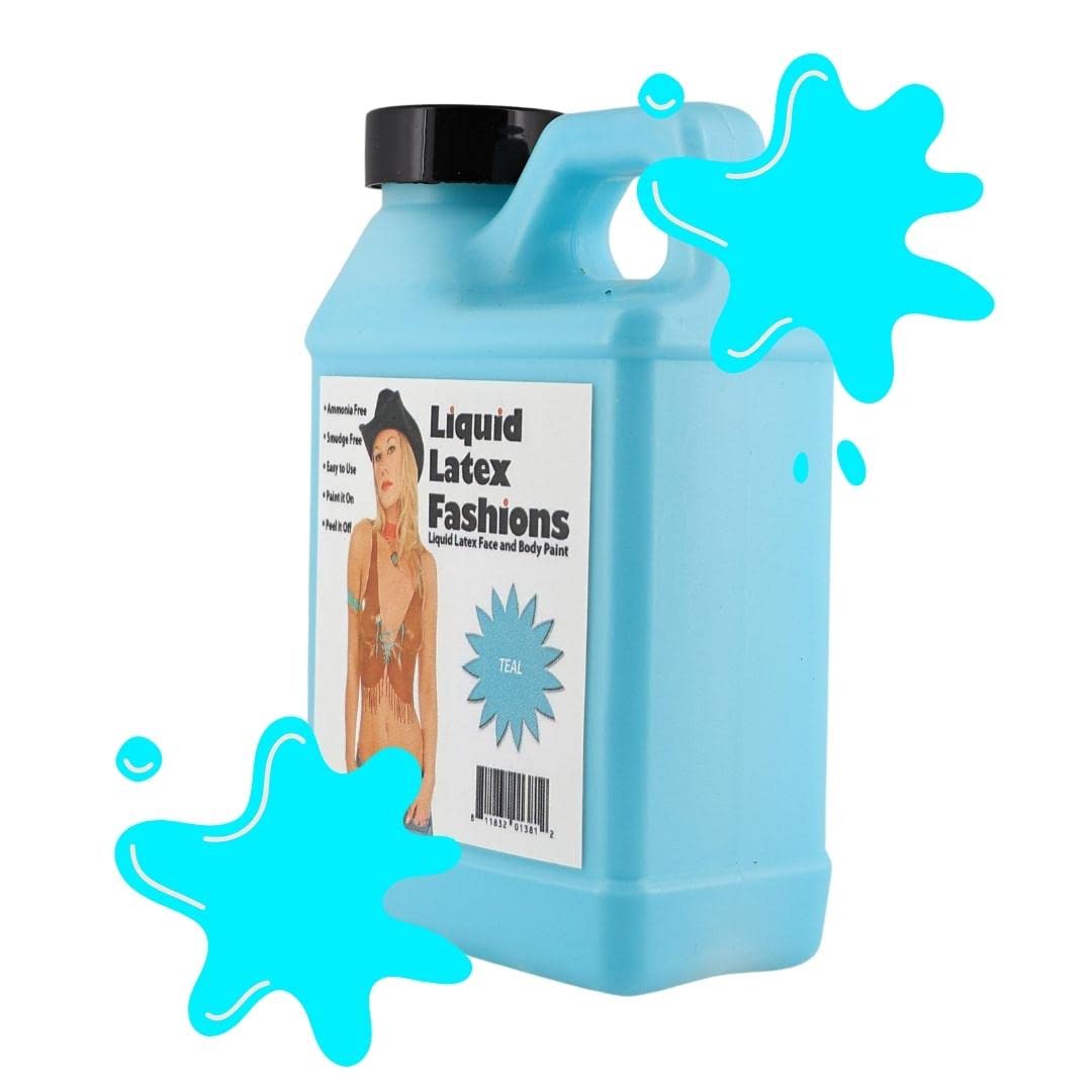 Teal 8 Oz - Liquid Latex Face and Body Paint, Ammonia Free No Odor, Beautiful Arts and Crafts, Nail Protector, Butterfly Designs, Squidward Cosplay Beauty & Personal Care Liquid Latex Fashions