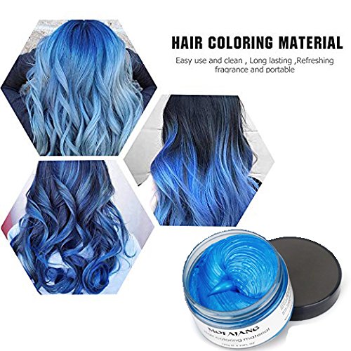 BeeShine Hair Coloring Wax, Blue Disposable Instant Matte Hairstyle Mud Cream Hair Pomades for Kids Men Women to Cosplay Nightclub Masquerade Beauty & Personal Care BeeShine