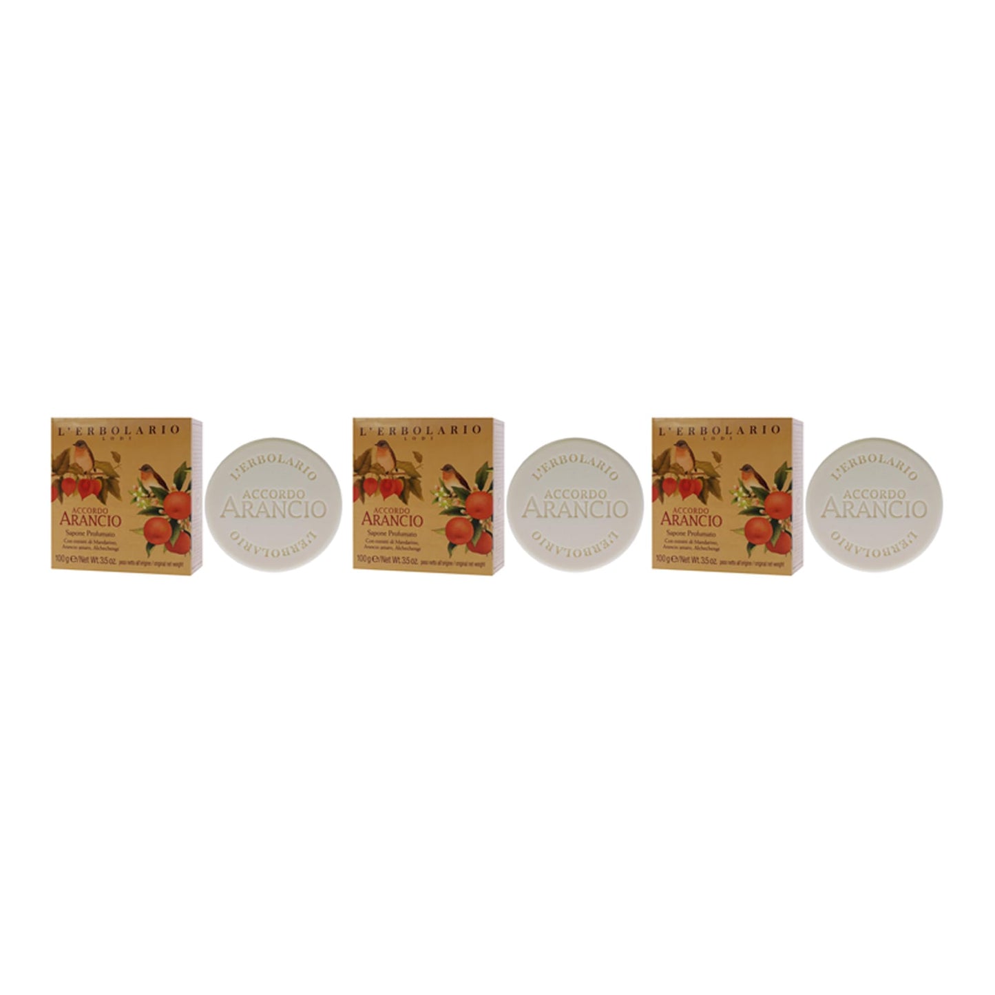 Perfumed Soap - Accordo Arancio - Pack of 3 by LErbolario for Unisex - 3.5 oz Soap Beauty & Personal Care L'Erbolario