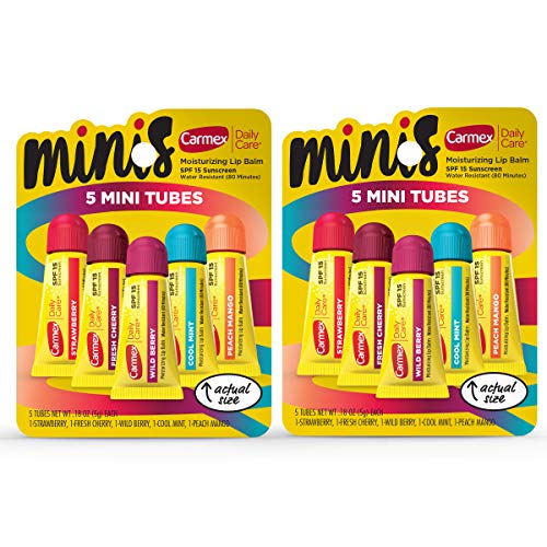 Carmex Daily Care Minis Moisturizing Lip Balm Tubes, SPF 15, Multi-Flavor Lip Balm Pack, 10 Count (2 Packs of 5) Beauty & Personal Care Carmex
