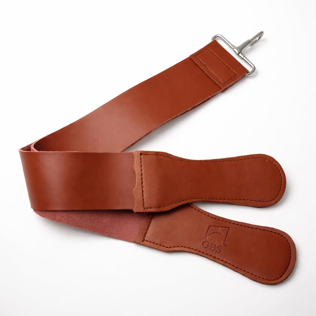 Gents Leather Razor Strop 2.5" x 23.5" Cowhide Straight Razor Strop Dual Sided Canvas Barber Sharpening Strap for Razors Knives Tools Beauty and Personal Care G.B.S