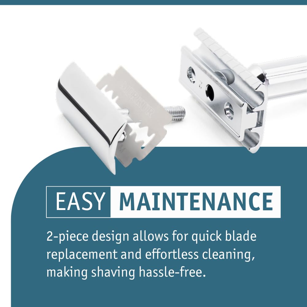MERKUR Progress 510 Adjustable Double Edge Safety Razor - Long Handle Adjustable Razor With Dial Made in Germany Plastic-Free Closed Comb Straight Bar Beauty and Personal Care MERKUR