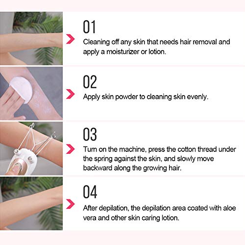 Electric Hair Remover, Ladies Beauty Epilator Trimmer Cotton Threading Hair Shaver Faces Delicate Device Depilation for Body Pull Hair Removal Beauty and Personal Care ZJchao