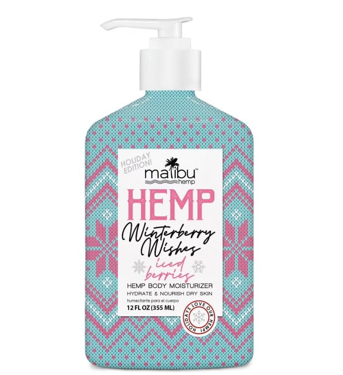 Malibu Hemp Holiday Edition Winterberry Dreams Body Moisturizer, 12 Fl Oz, Paraben-Free Lotion with Hemp Seed Oil for Dry Skin, Cooling and Nourishing Beauty & Personal Care Malibu Hemp
