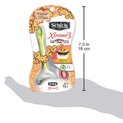 Schick Xtreme3 Women's Disposable Razors with Hawaiian Tropic Scented Handles, 4-Count (Pack of 2) Beauty and Personal Care Schick Quattro Womens