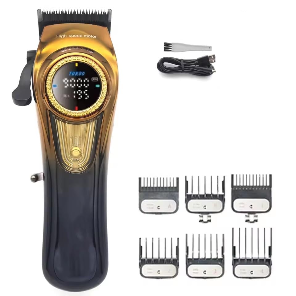 GLESVOWIO Professional Hair Clippers for Men Electric Barber Clipperswith LED Display 6 Guide Combs Cordless Treimmer for Barbers Household Haircut Beauty and Personal Care GLESVOWIO