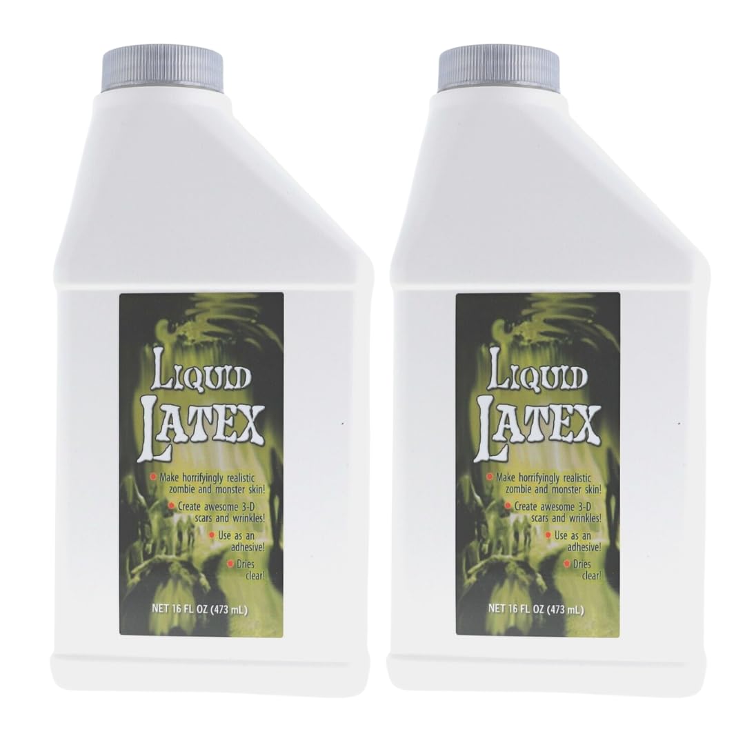 Liquid Latex for Special Effects (2 Pack Set) 16 Oz EACH! Skin-Safe, Dries Clear, Easy Application, for Halloween, Cosplay, Zombie SFX and Movie Beauty & Personal Care Liquid Latex Fashions