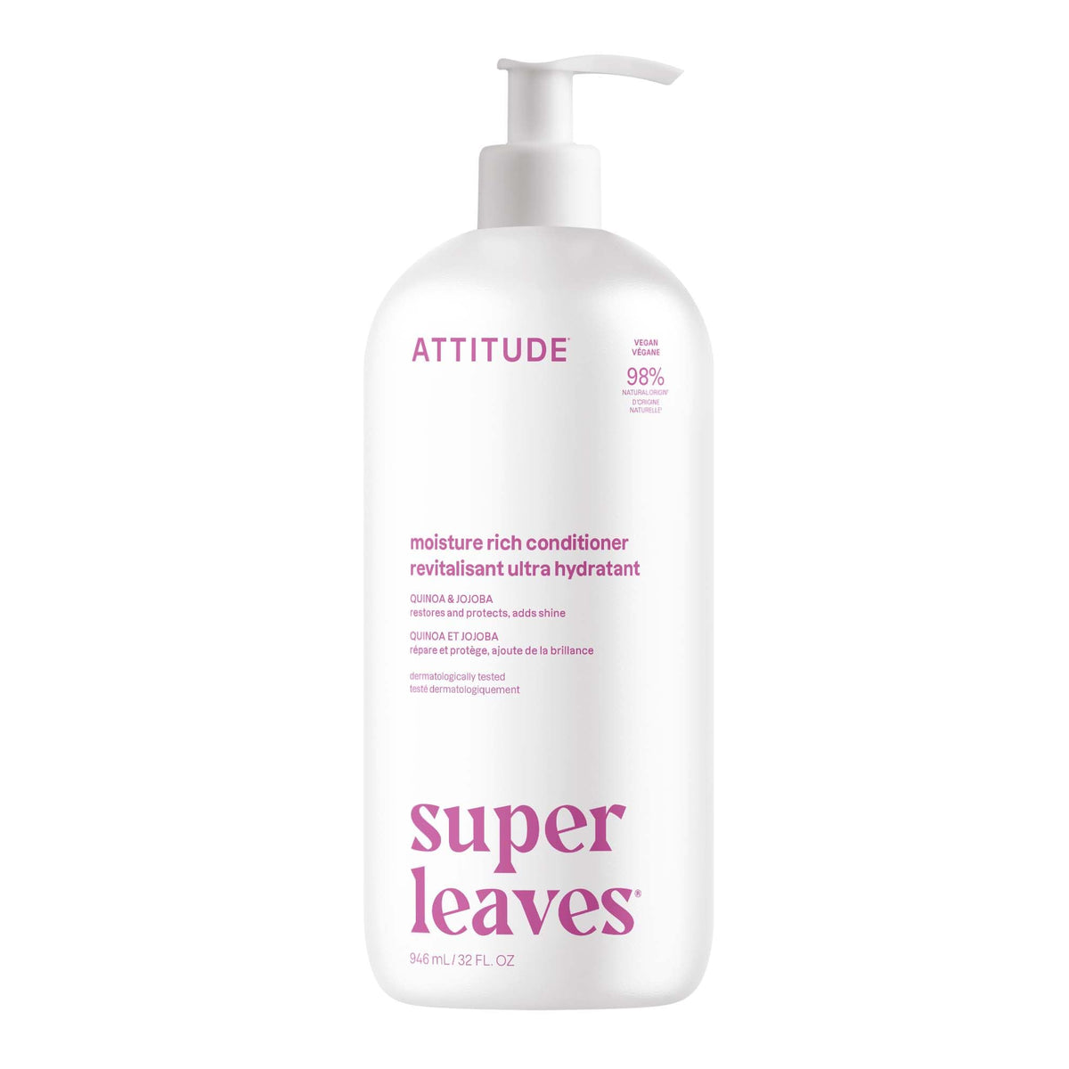 ATTITUDE Moisture Rich Hair Conditioner, For Dry and Damaged Hair, Naturally Derived Ingredients, Vegan Detangler, Dermatologiocally Tested, Quinoa Beauty & Personal Care ATTITUDE