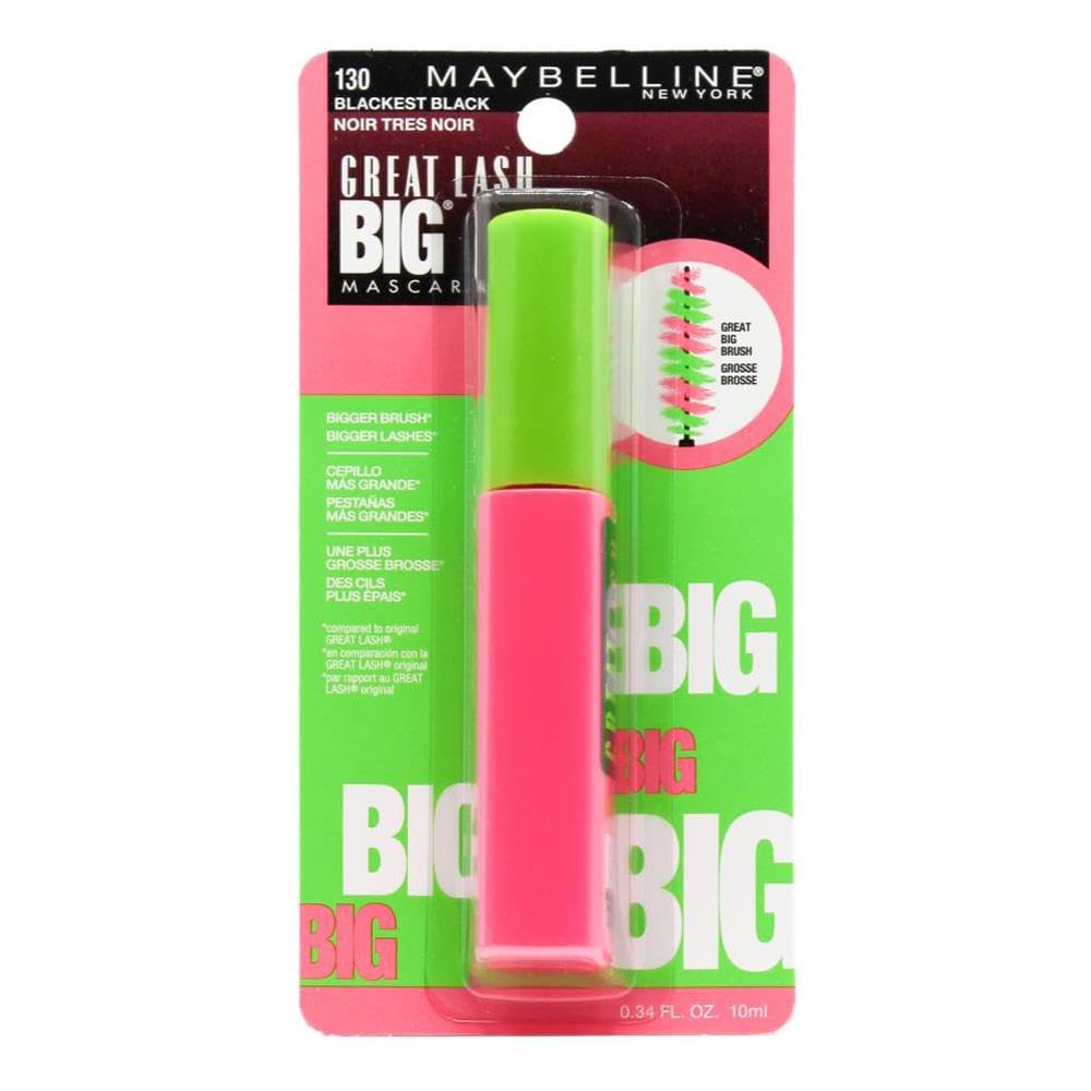 Maybelline New York Great Lash Big Washable Mascara, Blackest Black 130, 0.34 Fluid Ounce Beauty & Personal Care MAYBELLINE