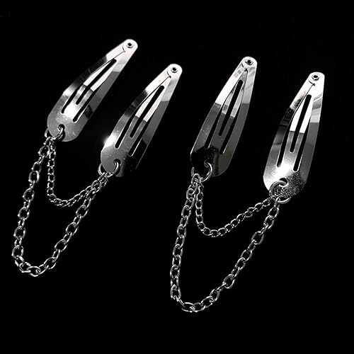 2pcs/Set Metal Snap Hair Clips Chain Silver Color Cross Heart Hair Barrettes Clips with Pendant Girls Hair Accessories Beauty & Personal Care JJLFresheners