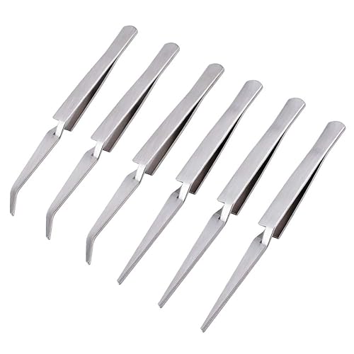 WANDIC Precision Tweezers Set, 6 Pcs 2 Styles Stainless Steel Tweezers Repair Kit for Craft, Jewelry, Electronics, Laboratory Work Beauty & Personal Care WANDIC