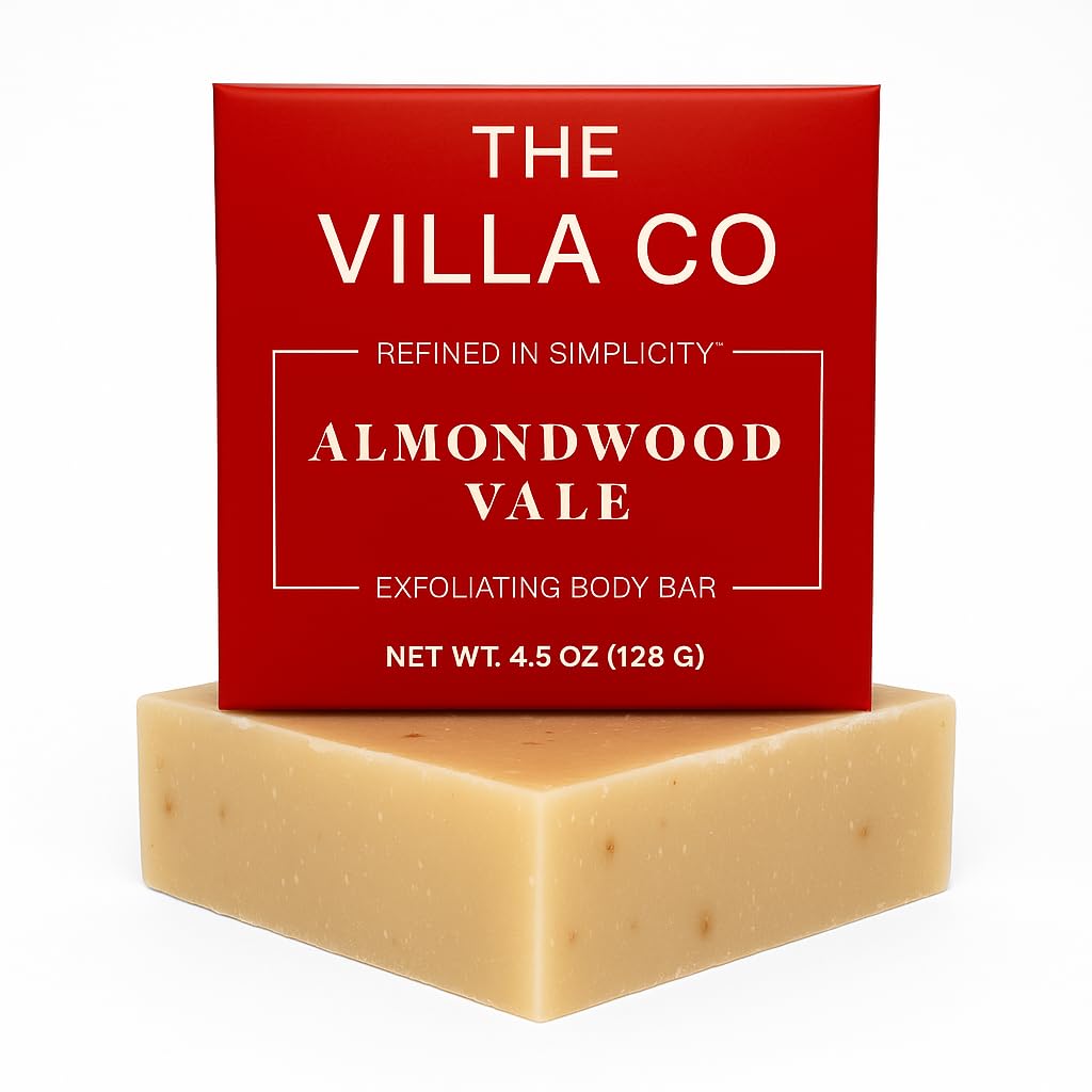 The Villa Co - Almondwood Vale | 4.5oz Exfoliating Body Bar for Women & Men | Artisan Made in USA | Natural Ingredients Beauty & Personal Care The Villa Co