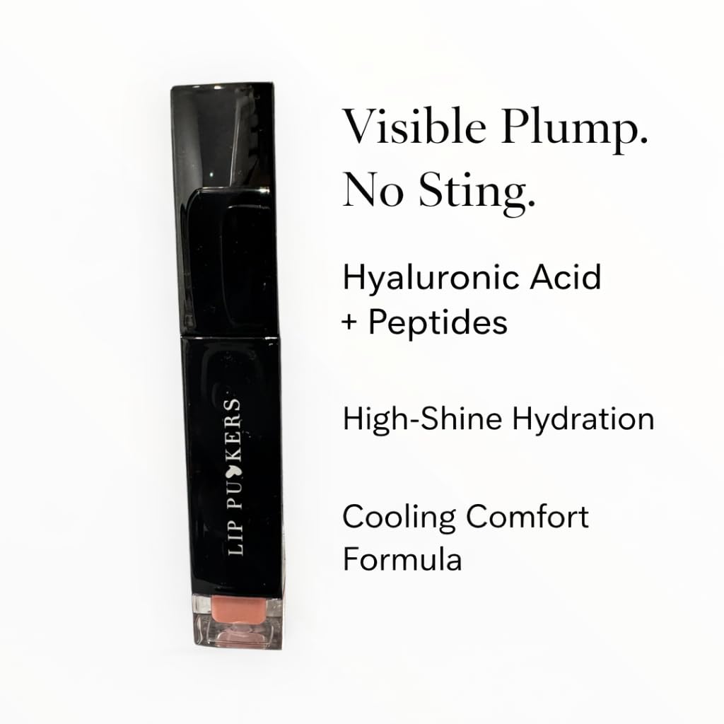 Lip Puckers Plump Crush Lip Plumper, Sheer Nude Pink, Paraben-Free, High-Shine Finish, Plumping & Hydrating with Hyaluronic Acid, Collagen, Peptides Beauty and Personal Care Lip Puckers