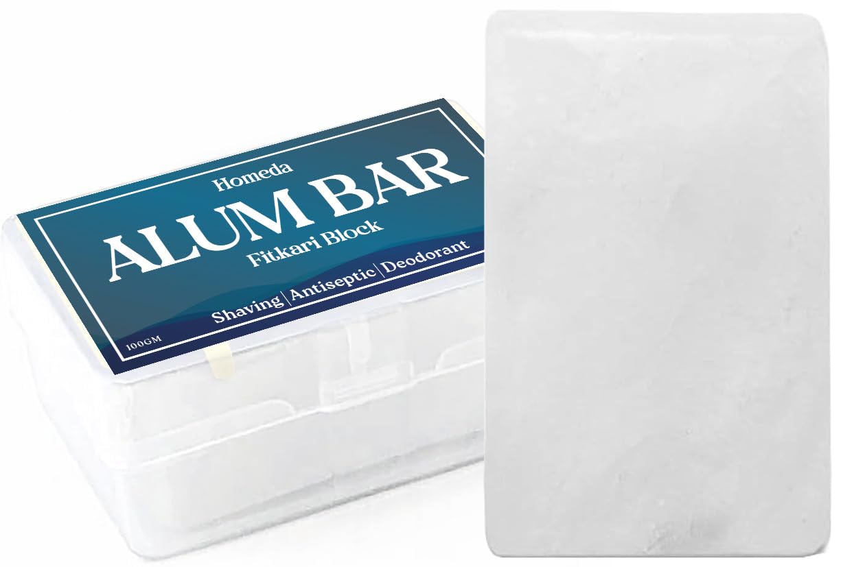 Homeda Alum Block for Shaving, Alum Stone for Face, Piedra De Alumbre Natural Bar for Underarm, Fitkari, Fitkiri, Allum Deodorant for Men and Women Beauty and Personal Care Homeda