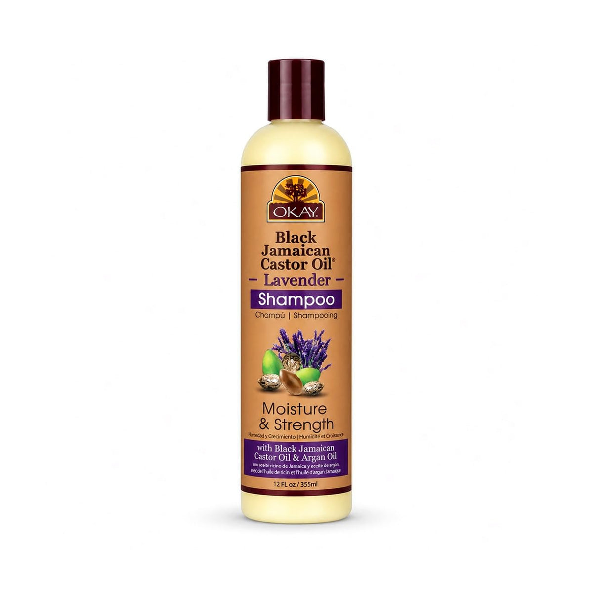 OKAY Black Jamaican Castor Oil & Lavender Shampoo for All Hair Types & Textures | Moisturize, Strengthen & Regrow Hair | with Argan Oil | Free of