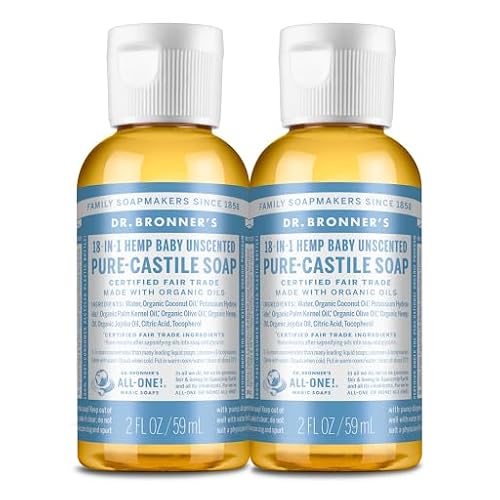 Dr. Bronner's - Pure-Castile Liquid Soap (Baby Unscented, 2 ounce, 2-Pack) - Made with Organic Oils, 18-in-1 Uses: Face, Body, Hair, Laundry, Pets Beauty & Personal Care Dr. Bronner's