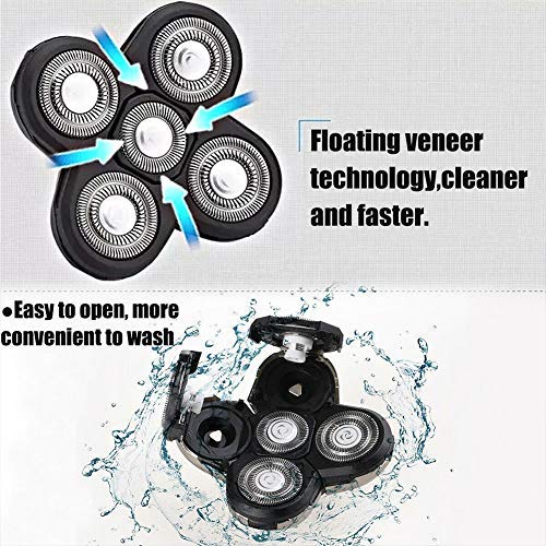 Shaver Blade Heads for 5 Heads Razor Blade Heads, Electric Razor Head Replacement Blades Beard Cutter Easy Install for Head and Face (Blue) Beauty and Personal Care CfoPiryx