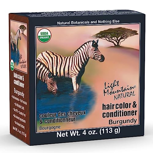 Light Mountain Henna Hair Color & Conditioner - Burgundy Hair Dye for Men/Women, Organic Henna Leaf Powder and Botanicals, Chemical-Free Beauty & Personal Care LIGHT MOUNTAIN