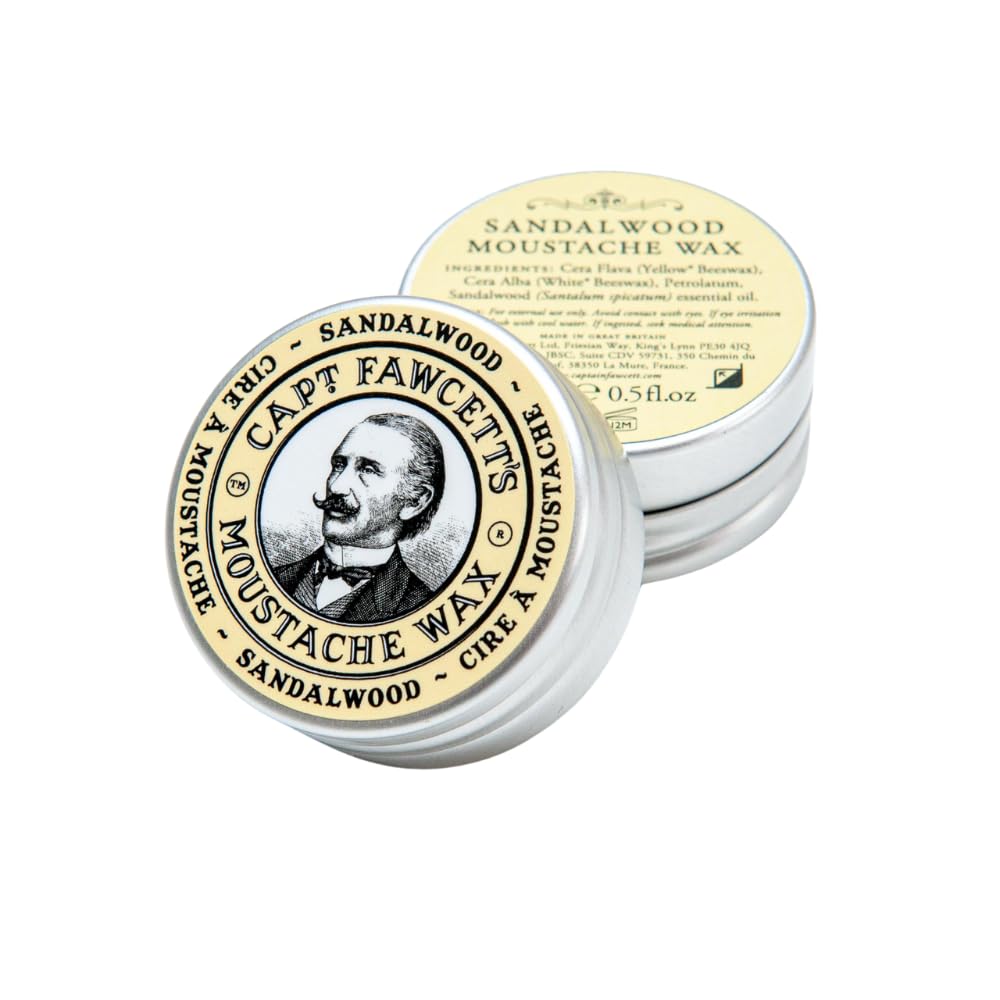 Captain Fawcett's Moustache Wax- Sandalwood scent - easy to use, with premium natural ingredients, for taming and shaping unruly beards, 15ml ? 0.5fl Beauty and Personal Care CAPTAIN FAWCETT