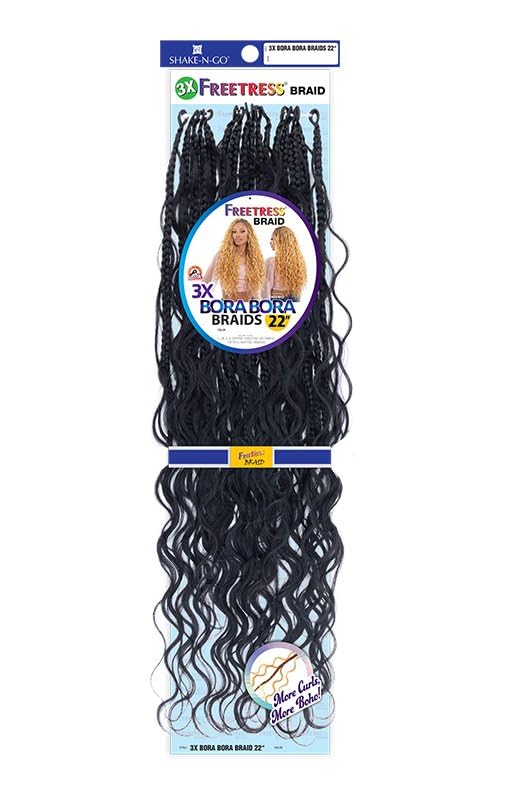 Shake-N-Go 3X Bora Bora Braids 22" (Color: JET BLACK 1)