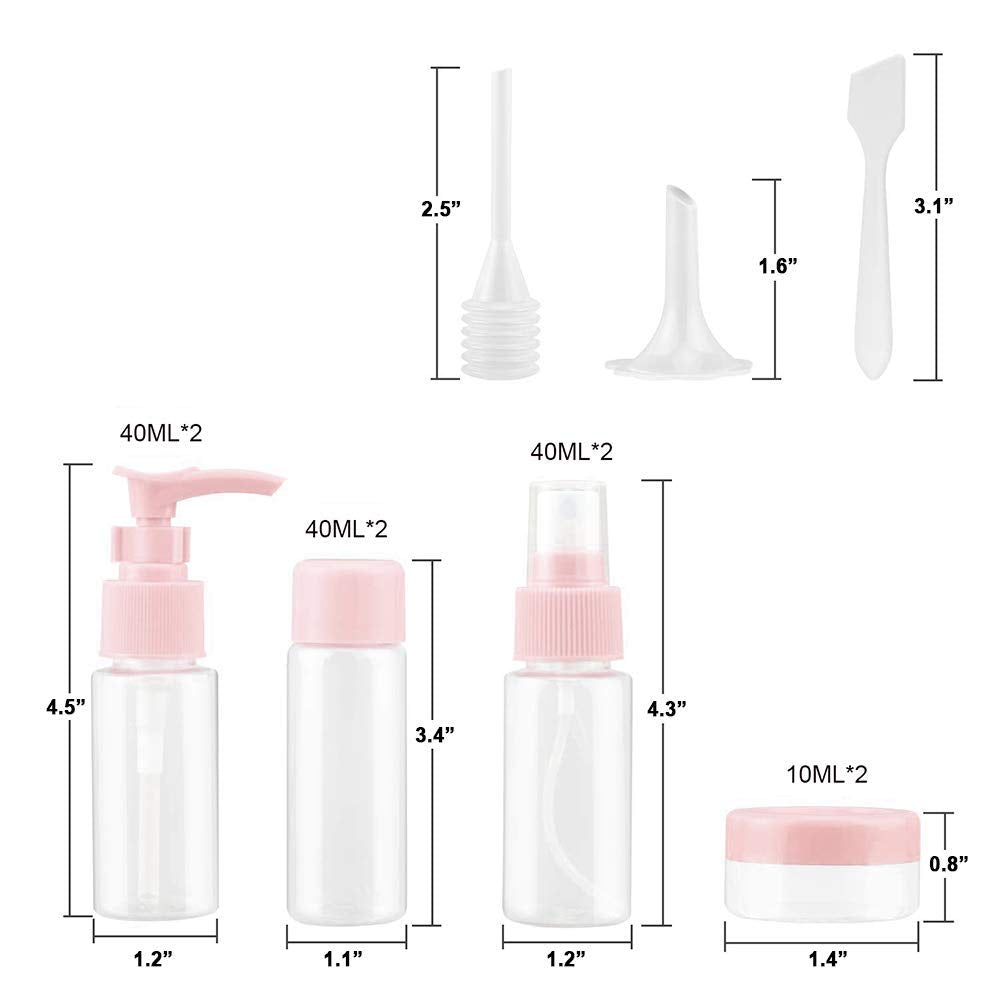Vitog Travel Bottles Kit, TSA Approved Leak Proof Portable Toiletry Containers Set, Clear PET Flight Size Cosmetic Containers for Lotion, Shampoo Beauty & Personal Care Vitog