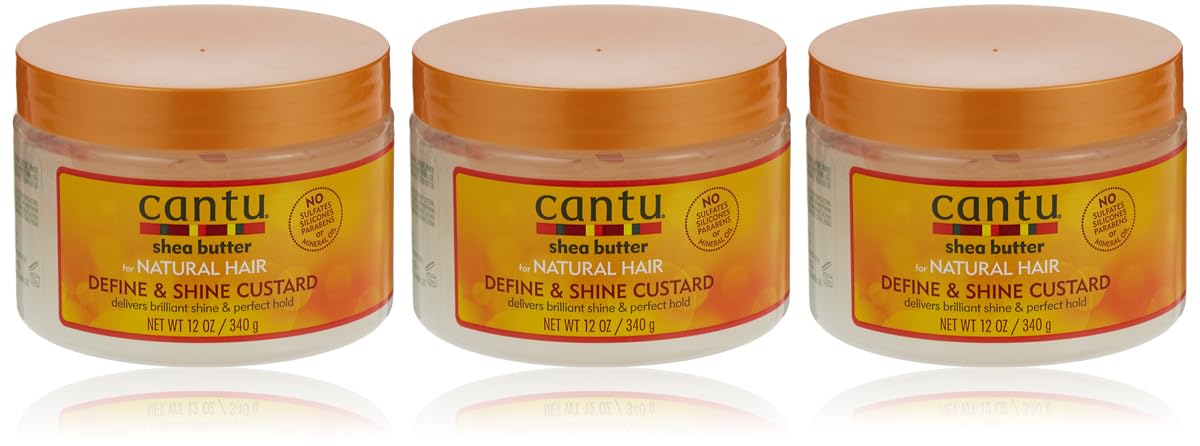Cantu Natural Hair Define & Shine Custard 12 Ounce Jar (354ml) (3 Pack) Beauty & Personal Care Cantu