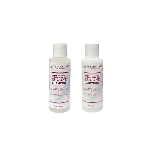 STAR CARE Yellow Be Gone Shampoo & Conditioner Set 4oz Each Clarifying Toning Duo for Blonde Gray Bleached Highlighted Hair Neutralizes Brass Restores Beauty & Personal Care STAR CARE