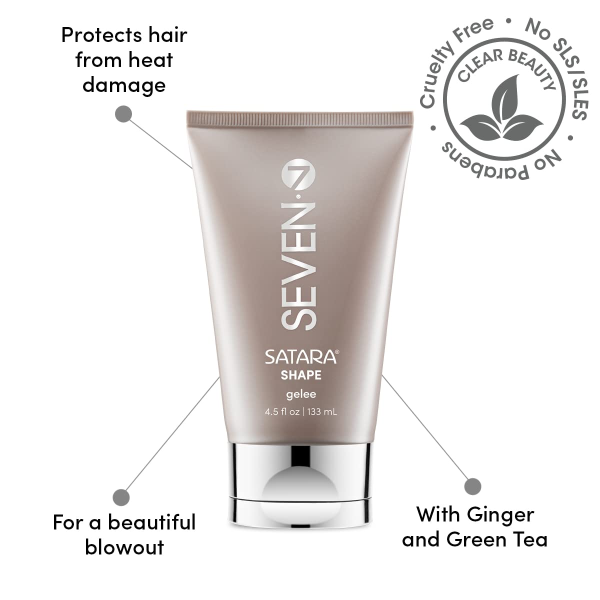 SEVEN Hair Care SATARA SHAPE Gelee Hair Gel for Men + Women, Strong Hold Styling Gel with Green Tea + Sunflower Seed for Blowouts, Thermal Protection Beauty & Personal Care SEVEN