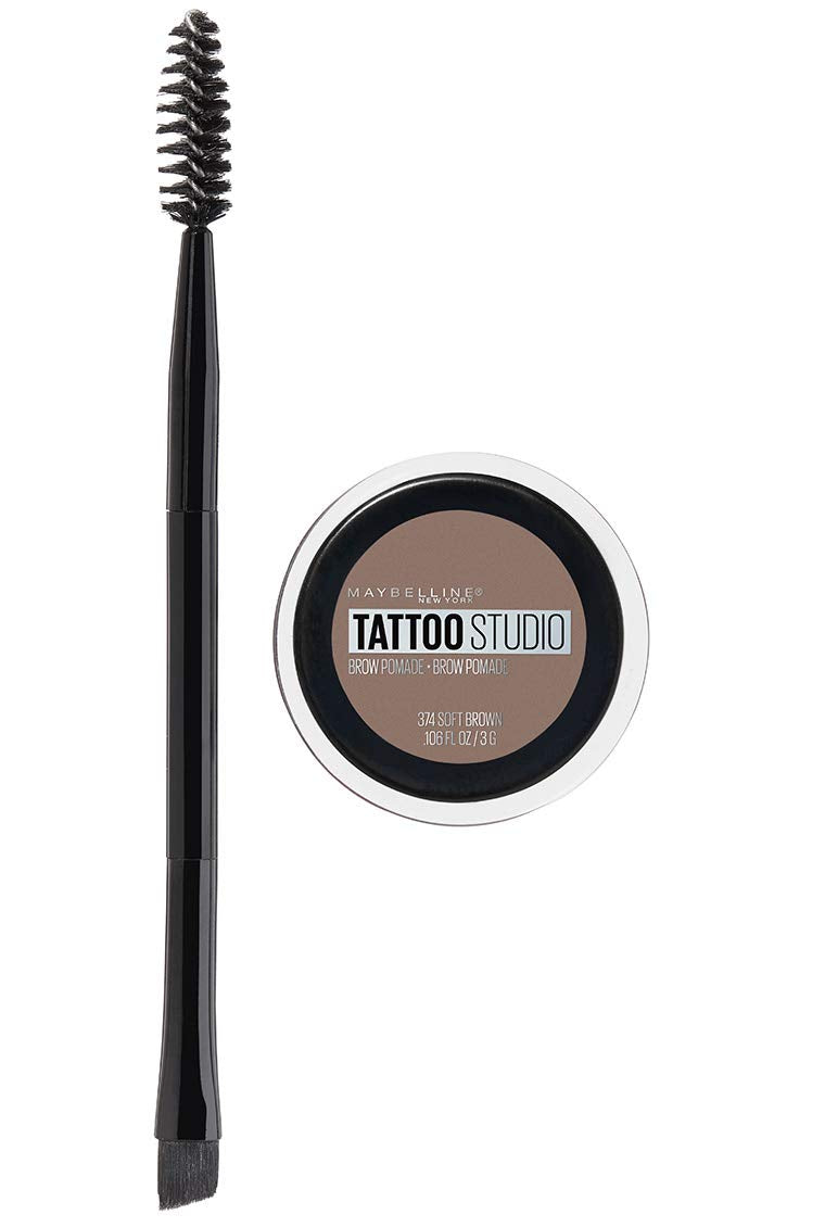 Maybelline TattooStudio Brow Pomade Long Lasting, Buildable, Eyebrow Makeup, Soft Brown, 1 Count Beauty & Personal Care MAYBELLINE