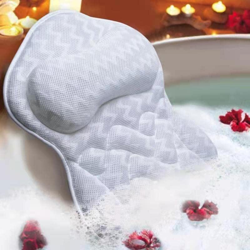 Bath Pillow, Tub Pillow for Bathtub Support Neck,Head and Back with Strong Non-Slip Suction Cups and Comfortabl 3D AirMesh Bath Pillow for Men Beauty and Personal Care Fitheaven