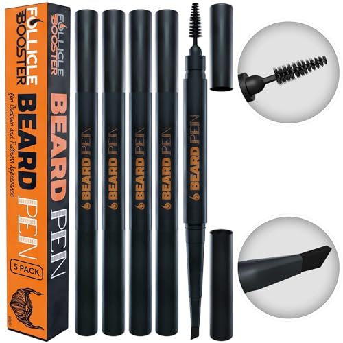 Beard Pen Filler for Men - Barber Styling Grooming Pencil - Waterproof, Sweat Proof, Long Lasting Solution with Natural Finish - Cover Beard and Scalp Beauty & Personal Care FOLLICLE BOOSTER