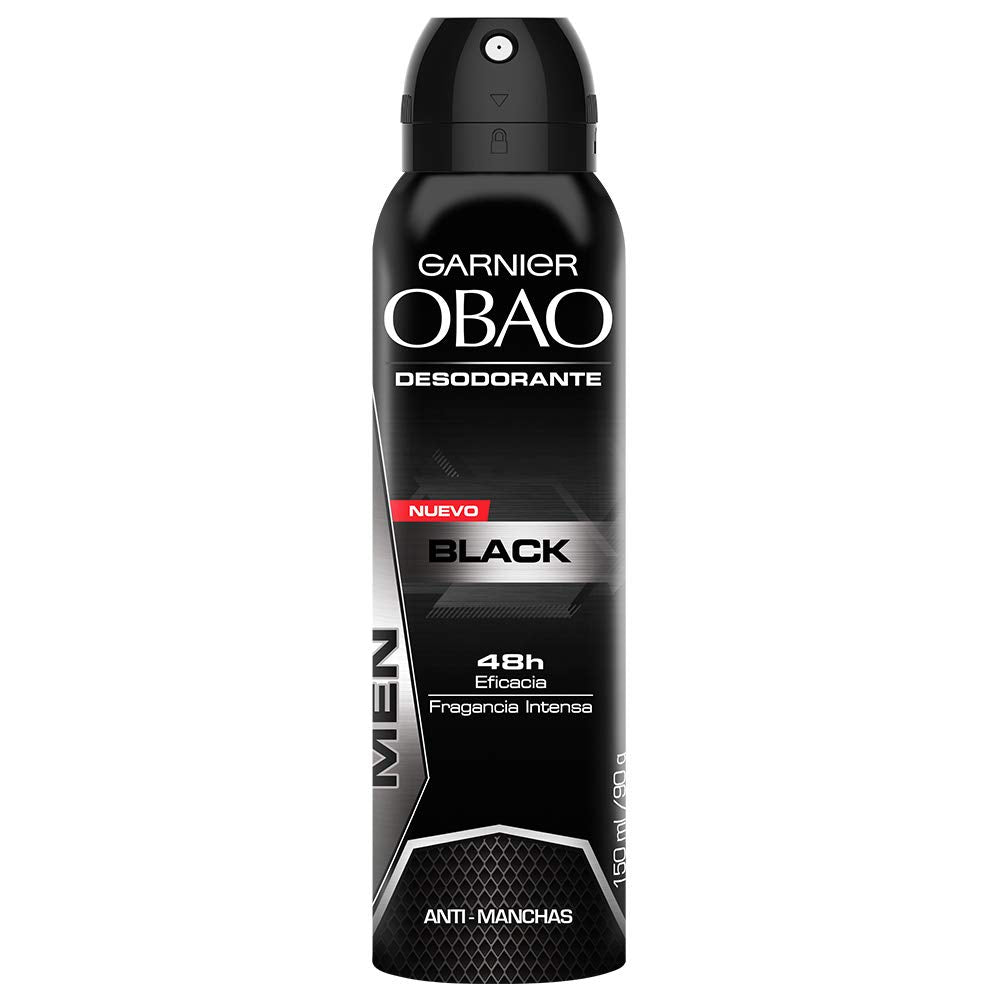 Obao Mens Black Deodorant Spray 150ml - Desodorante Negro Aerosol para Hombre (Pack of 1) Beauty and Personal Care Obao