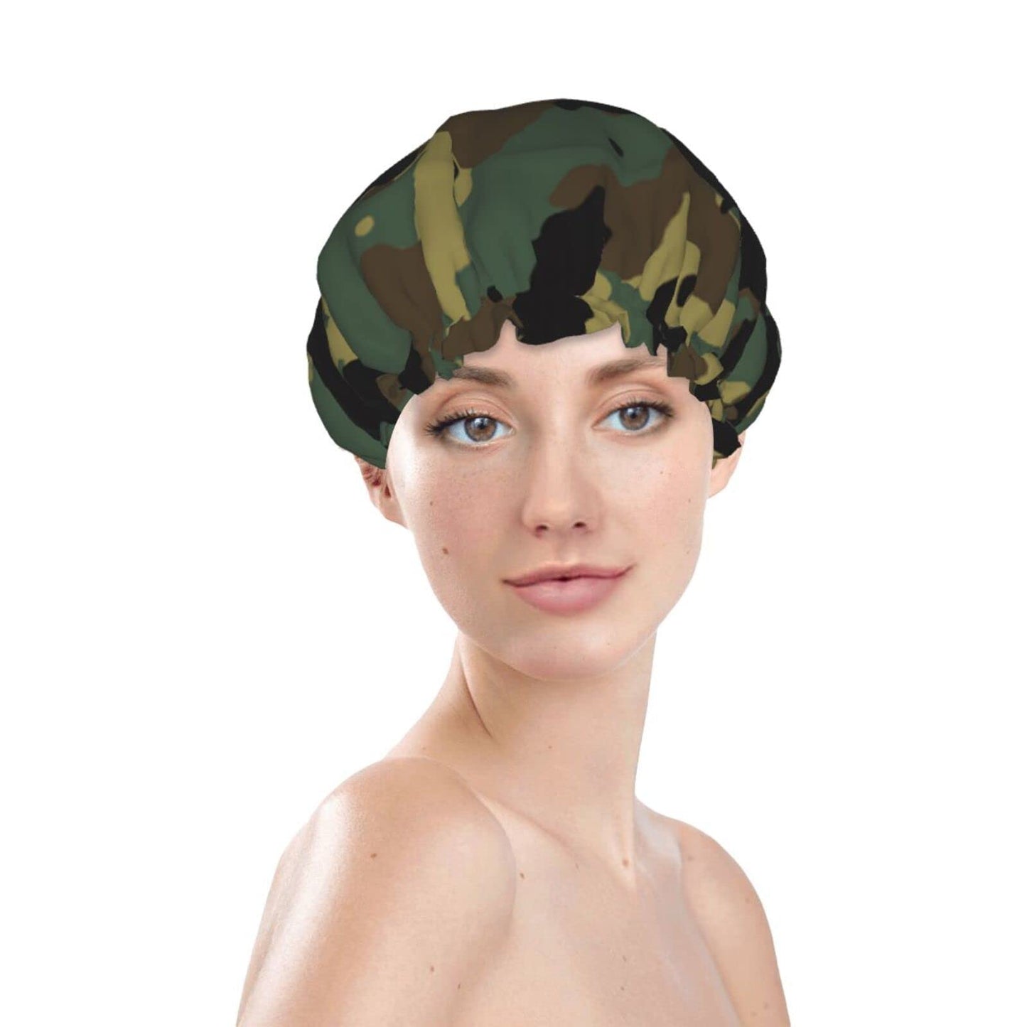 Camouflage Pattern Shower Cap Reusable Bath Hair Cap Double Layer Waterproof Bathing Shower Hat for Ladies, Men, Kids, Spa or Salon Beauty and Personal Care BONDIJ