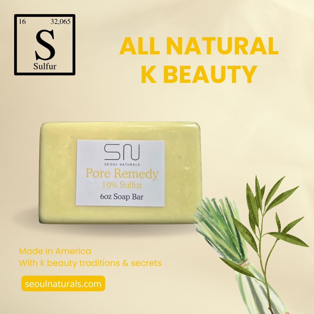 Seoul Naturals Pore Remedy 10% Sulfur Soap with Lemongrass and Tea Tree Oil for Acne, Blemishes, and Deep Cleansing, k beauty inspired,12oz, 2 x 6oz Beauty & Personal Care Seoul Naturals