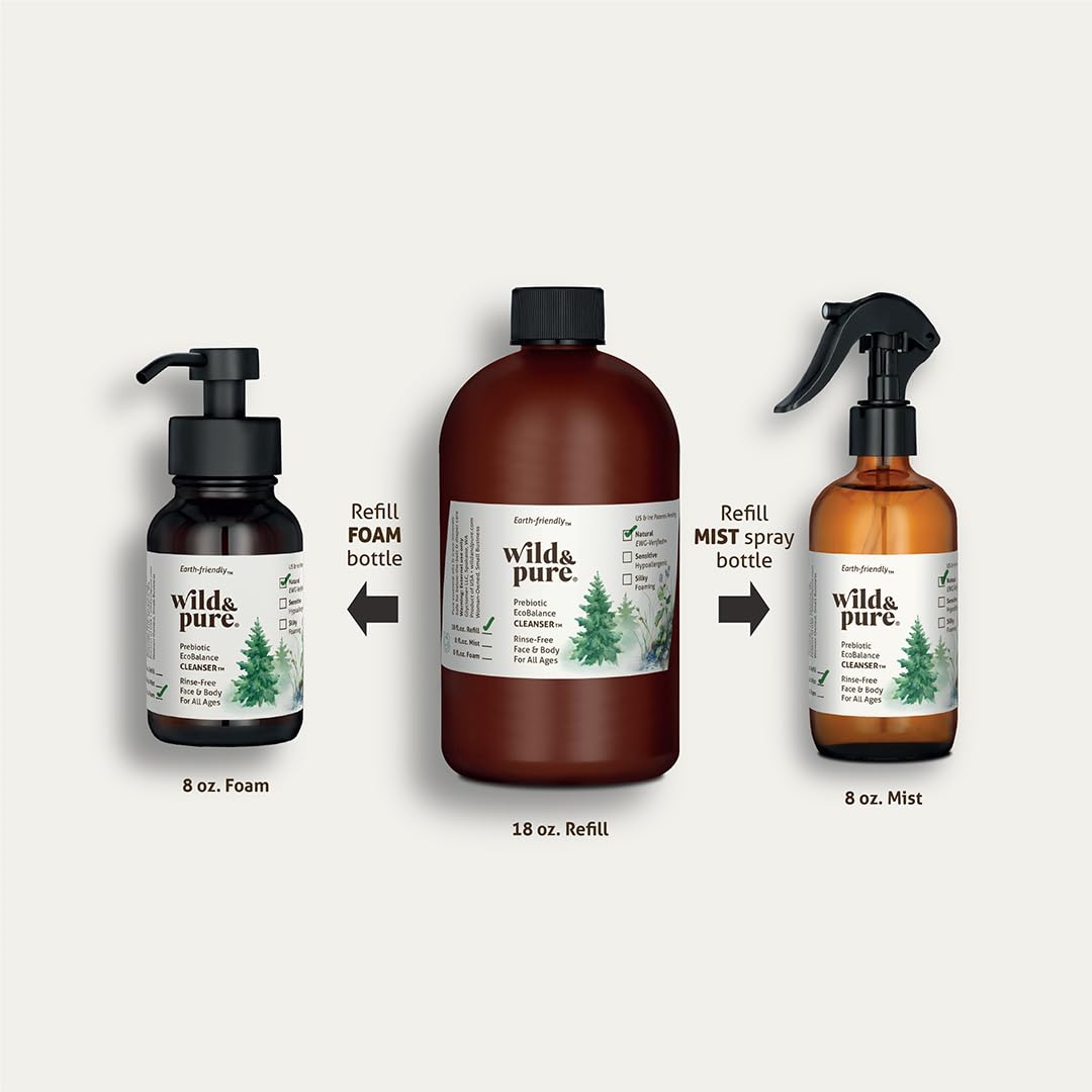 Wild & Pure Sensitive Skin Foaming Body Wash (8oz) | Cleanser, Deodorizer, Moisturizer for Face, Hands, Body & Below the Belt | pH-Balanced Beauty & Personal Care Wild & Pure