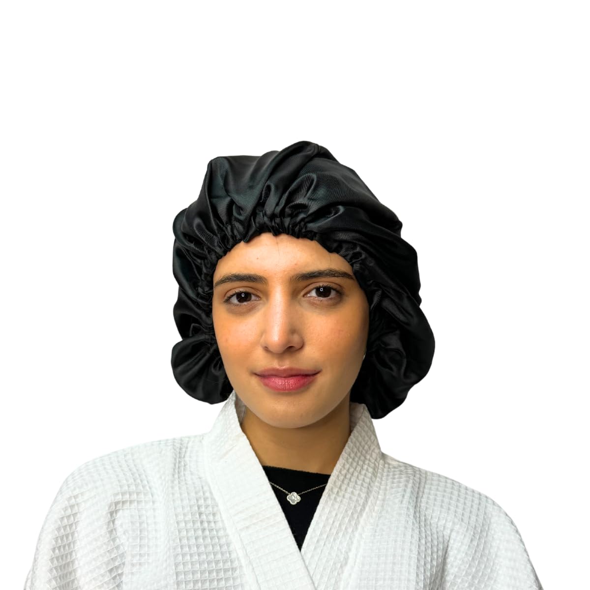 DOMPEL Satin Hair Cap for Curly, Voluminous, or Straight Hair - Prevents Frizz, Dryness, Knots, and Hair Breakage During Sleep - Model 392 Black Beauty and Personal Care DOMPEL