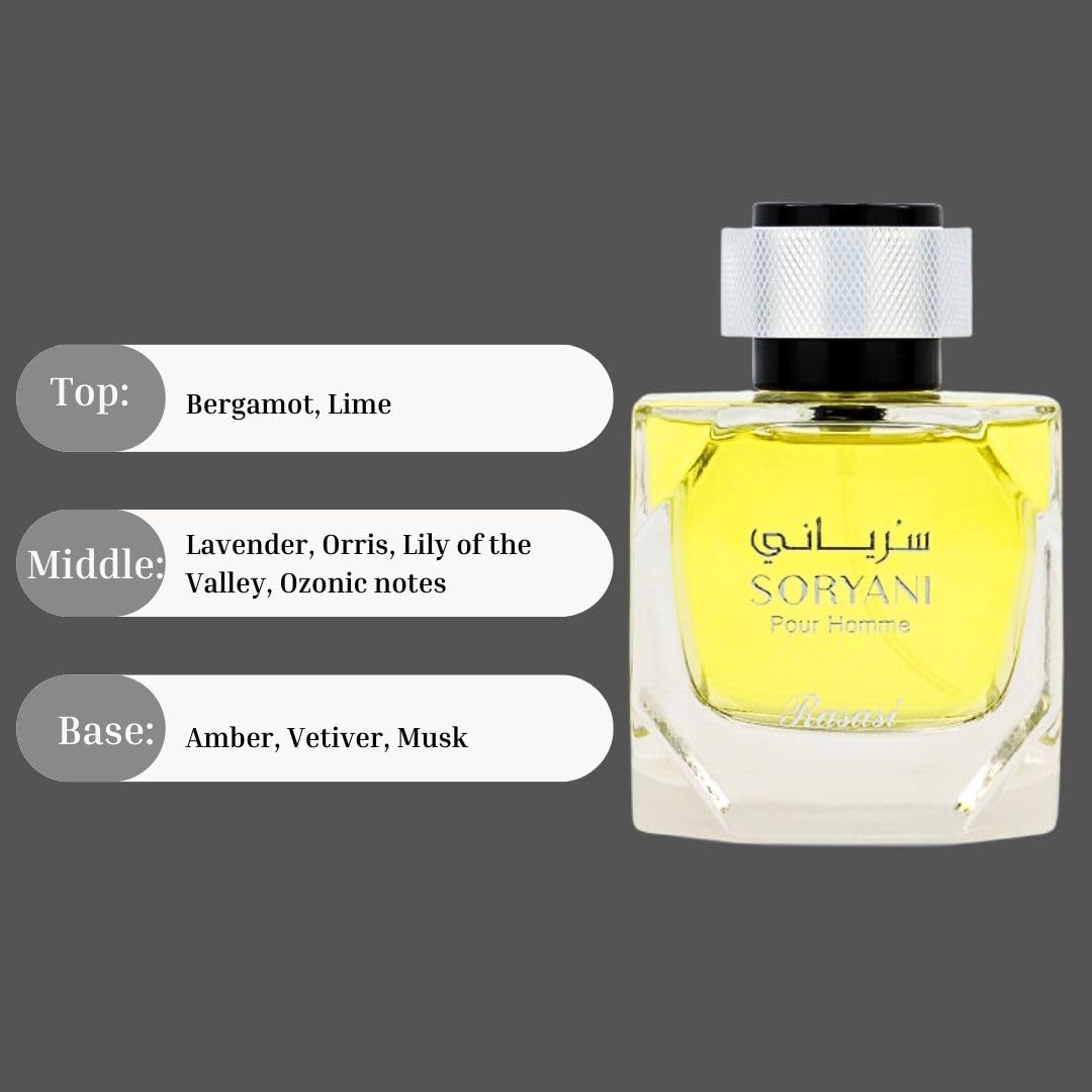 RASASI Soryani Eau De Parfum Men Spray 100ML (3.38 OZ) - Arabian Perfume With Refreshing, Citrusy and Floral Fragrance - Long Lasting, Captivating Beauty & Personal Care RASASI
