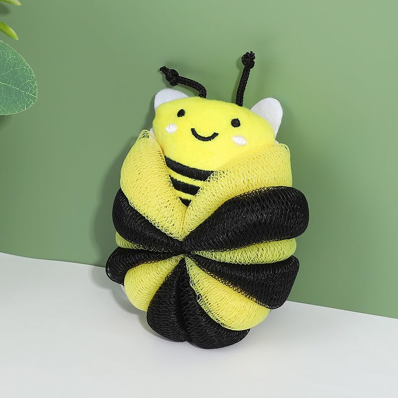 Ximimark 2 pcs Bee Loofah Sponge Cartoon Bee Bath Sponge Shower Sponge Balls Shower Washing Exfoliating Beauty and Personal Care Ximimark