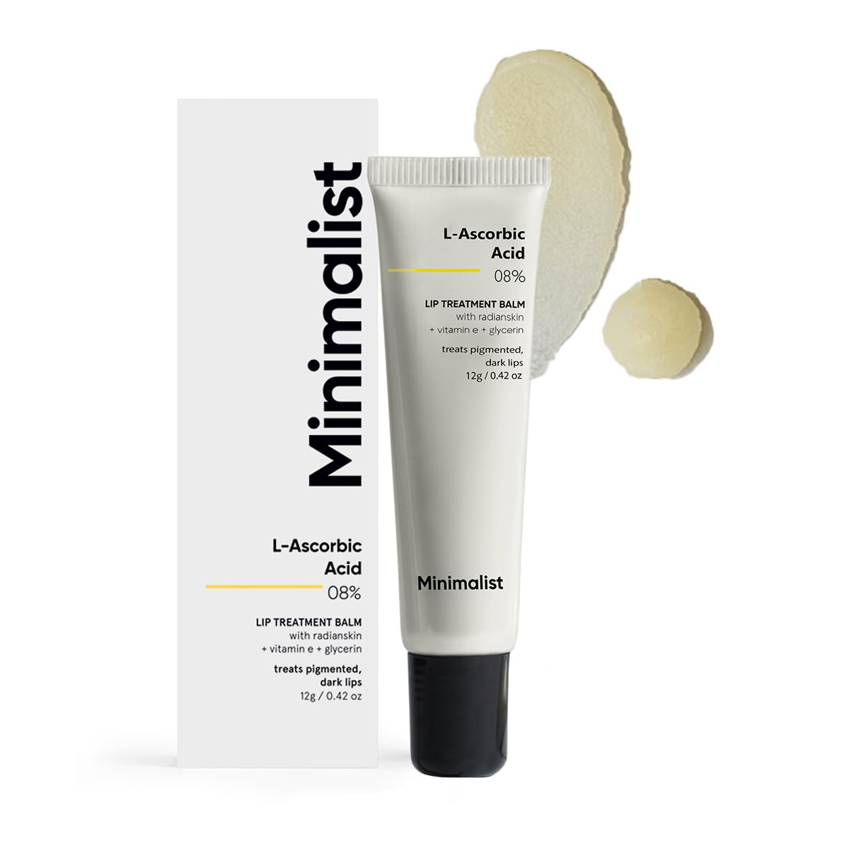Minimalist Lip Lightening & Brightening Lip Balm - L-Ascorbic Acid 8% with Vitamin E, Radianskin & Glycerine - For Women & Men - 0.42 Oz / 12 gm Beauty and Personal Care Minimalist