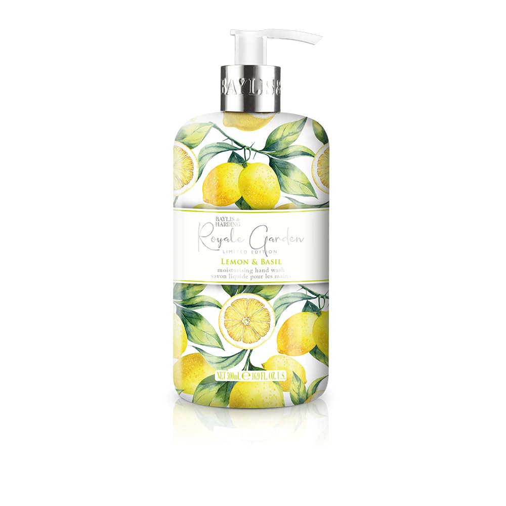 Baylis & Harding Liquid Hand Soap Wash with Dispenser, Royale Garden, Lemon & Basil, 16.9oz/500ml Beauty & Personal Care Baylis & Harding