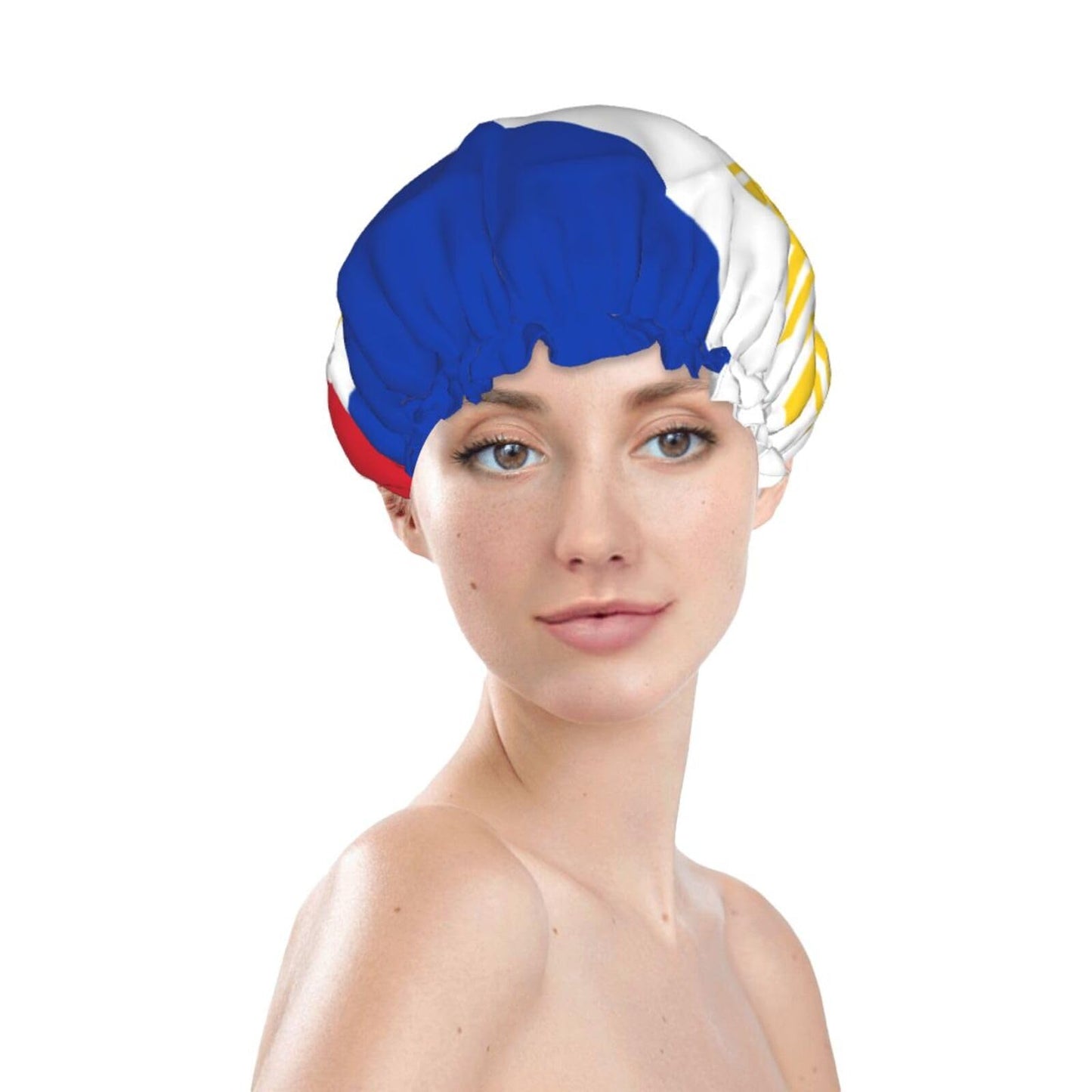 Philippines Flag Prints Shower Cap Double Layer Lined Waterproof Bathing Shower Hat Beauty and Personal Care Hayyett