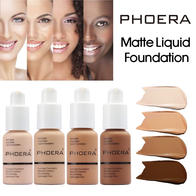 ABRUS PHOERA Full Coverage Foundation, Soft Matte, Oil Control Concealer, Foundation Makeup Flawless Cream Smooth Long Lasting 24HR Waterproof Beauty & Personal Care ABRUS