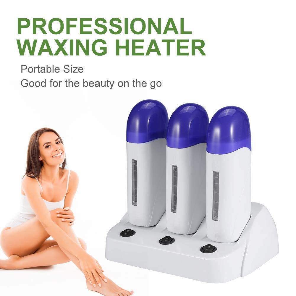 Wax Hair Removal Portable Hair Roller Epilator Machine Set, Wax Warmer Hair Removal Machine Electric Depilatory Roll On Wax Heater Home Waxing Machine Beauty and Personal Care YUYTE